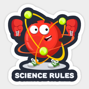 atom in red boxing gloves SCIENCE rules Sticker